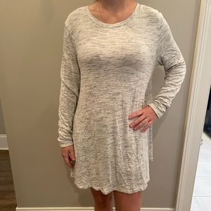 White and grey long sleeve dress